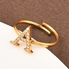 304 Stainless Steel Micro Pave Cubic Zirconia Cuff Open Rings RJEW-D336-01G-10-1