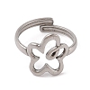 Non-Tarnish 304 Stainless Steel Hollow Flower Cuff Ring for Women LS-RJEW-G322-07P-2