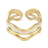 Ion Plating(IP) 304 Stainless Steel Enamel Wave Cuff Finger Rings RJEW-L107-074G-01-2