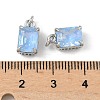 Brass Micro Pave Cubic Zirconia Charms with Glass Crystal KK-Q039-02P-3
