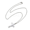 304 Stainless Steel Pave Clear Cubic Zirconia Cross Pendant Pet Urn Ashes Necklaces LS-NJEW-S455-07P-4