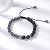 Non-Magnetic Synthetic Hematite & Natural Lava Rock Beads Braided Bead Bracelets BJEW-JB12611-01-2