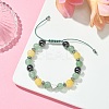 Natural Green Aventurine & Topaz Jade & Brass Heart Braided Bead Bracelet BJEW-JB09703-02-4