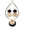 Flat Round Alloy Pendant Necklace & Dangle Earring Sets FS-WGFADC7-03-6