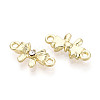 Alloy Crystal Rhinestone Bowknot Links Connector Charms PALLOY-T091-36G-2