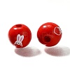 Valentine's Day Element Printed Wood Beads WOOD-R002-01-22-2
