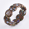 Handmade Synthetic Goldstone & Millefiori Lampwork Stretch Bracelets BJEW-S039-07-2