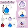 8Pcs 4 Colors Transparent K9 Glass Pendants FIND-TA0003-17-4
