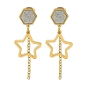 Ion Plating(IP) 304 Stainless Steel Star Dangle Stud Earrings EJEW-G400-42G-02-1