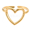 Ion Plating(IP) 304 Stainless Steel Hollow Heart Cuff Rings RJEW-N038-122LG-3