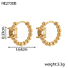 304 Stainless Steel Beaded Hoop Earring Settings STAS-OY011-98G-2