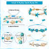4Pcs 4 Style Turtle & Starfish & Round Synthetic Green Turquoise Braided Beaded Bracelets Sets BJEW-SC0001-43-2