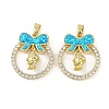 Christmas Theme Rack Plating Brass Micro Pave Cubic Zirconia Pendants KK-U032-14G-04-1