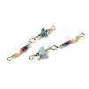 Natural Turquoise & Glass Connector Charms KK-P242-29G-2