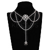 Halloween Spider & Spider Web Zinc Alloy Tassel Layered Choker Necklaces FS-WG2E652-01-1