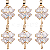 8Pcs Brass Cubic Zirconia Pendants KK-BBC0008-36-1