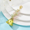 Natural Quartz Crystal & Prehnite Chips & Alloy Bowknot Kcychain HJEW-JM01313-01-3