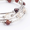 4-Loops Natural Striped Agate/Banded Agate(Dyed) Wrap Bracelets BJEW-JB03356-3