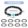 8Pcs 8 Colors Dyed Synthetic Turquoise Cross Beaded Stretch Bracelets Set BJEW-FI0001-27-2
