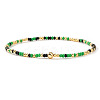 Bohemian Glass Seed Bead & Brass Beads Stretch Bracelets for Women DR1565-12-1