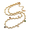 304 Stainless Steel Rope Chain Colorful Cubic Zirconia Tassel Necklaces for Women NJEW-V015-01G-B-1