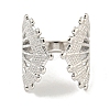 Non-Tarnish 304 Stainless Steel Fan Shape Open Cuff Ring for Women RJEW-A043-18P-2