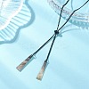 Natural Black Lip Shell Trapezoid Pendant 304 Stainless Steel Curb Chain Lariat Necklaces NJEW-JN05911-1