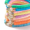 Handmade Polymer Clay Heishi Beads Stretch Bracelets Set with Heart Patter Beads for Women BJEW-JB07450-4