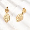 304 Stainless Steel Hammered Textured Leaf Dangle Stud Earrings EJEW-K268-44G-3