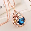 Flower Teardrop Alloy Rhinestone Pendant Necklaces for Women FS-WG2D28B-02-1