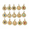 Ion Plating(IP) 304 Stainless Steel with Natural & Synthetic Gemstone Pendants STAS-G351-28G-1