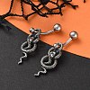 Snake 316 Surgical Stainless Steel Dangle Belly Button Rings EJEW-G416-18B-AS-1