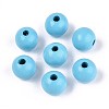 Spray Painted Round Natural Schima Wood Beads WOOD-A018-12mm-09-1
