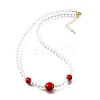 Brass & ABS Imitation Pearl Round Graduated Beaded Necklaces NJEW-D314-03G-4