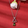 Christmas Tree Brass Micro Pave Cubic Zirconia Pendants Necklaces NJEW-L468-01P-B02-2