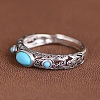 Adjustable Synthetic Turquoise with 925 Sterling Silver Finger Rings RJEW-C155-06-1