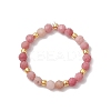 Natural Rhodonite Beaded Stretch Rings for Women RJEW-JR00868-09-2