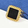 Square 304 Stainless Steel Enamel Finger Rings for Women RJEW-G355-06G-3