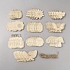 60Pcs 10 Style Spring theme Butterfly/Ladybird/Flower Unfinished Wood Pieces DIY-CJC0012-01-1