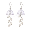 4 Pairs 4 Color Shell Pearl Flower Wind Chime Dangle Earrings EJEW-TA00210-4