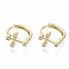 Brass Micro Pave Clear Cubic Zirconia Huggie Hoop Earrings EJEW-N011-13G-NF-2