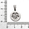 Flat Round with Flower 304 Stainless Steel Pendants STAS-M121-03P-3