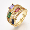 Adjustable Brass Micro Pave Cubic Zirconia Finger Rings RJEW-S044-005-1