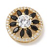 Rack Plating Brass Cubic Zirconia Glass Flat Round Multi-strand Links KK-L224-029G-01-1