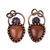 Natural & Synthetic Mixed Gemstone & Natural Amethyst Pendants G-Z101-06R-2
