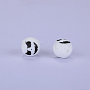Printed Round with Ghost Pattern Silicone Focal Beads SI-JX0056A-126-1