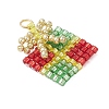 Glass Seed Beaded Christmas Gift Pendants PALLOY-MZ00899-04-3