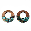 Transparent Resin & Walnut Wood Pendants RESI-TAC0017-74-A02-2