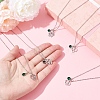 Valentine's Day 304 Stainless Steel & Green Glass Dolphin Heart Pendant Cable Chain Necklaces for Women NJEW-FS00014-03-5