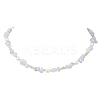 Natural Blue Lace Agate Chip & Dyed Natural Malaysia Jade & Synthetic Hematite & Shell Pearl Bead Necklace & Bracelets Sets SJEW-JS01377-4